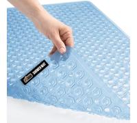 Gorilla Grip Patented Bath Tub Shower Mat, 35x16 Washable Bathtub Floor Mats, Suction Cups and Drain Holes to Keep Tubs Clean, Blue