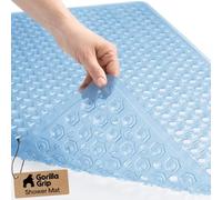 Gorilla Grip Patented Bath Tub Shower Mat, 35x16 Washable Bathtub Floor Mats, Suction Cups and Drain Holes to Keep Tubs Clean, Blue