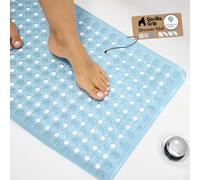 Gorilla Grip Patented Bath Tub Shower Mat, 35x16 Washable Bathtub Floor Mats, Suction Cups and Drain Holes to Keep Tubs Clean, Blue