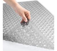 GORILLA GRIP Patented Bath Tub Shower Mat, 35x16 Washable Bathtub Floor Mats, Suction Cups and Drain Holes to Keep Tubs Clean, Gray