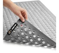 GORILLA GRIP Patented Bath Tub Shower Mat, 35x16 Washable Bathtub Floor Mats, Suction Cups and Drain Holes to Keep Tubs Clean, Gray Opaque