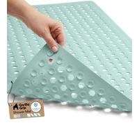 GORILLA GRIP Patented Bath Tub Shower Mat, Machine Washable Bathtub Floor Liner Mats, Suction Cups and Drain Holes to Keep Tubs Clean, Soft on Feet, Bathroom Essentials, 35x16 Inch, Mint Opaque