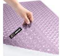 GORILLA GRIP Patented Bath Tub Shower Mat, Machine Washable Bathtub Floor Liner Mats, Suction Cups and Drain Holes to Keep Tubs Clean, Bathroom Essentials, 35x16 Inch, Purple