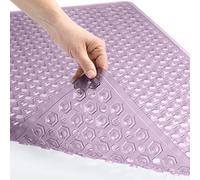 GORILLA GRIP Patented Bath Tub Shower Mat, Machine Washable Bathtub Floor Liner Mats, Suction Cups and Drain Holes to Keep Tubs Clean, Bathroom Essentials, 35x16 Inch, Purple