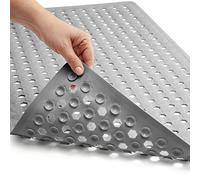 GORILLA GRIP Patented Bath Tub Shower Mat, 35x16 Washable Bathtub Floor Mats, Suction Cups and Drain Holes to Keep Tubs Clean, Gray Opaque