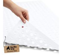 GORILLA GRIP Patented Bath Tub Shower Mat, 35x16 Washable Bathtub Floor Mats, Suction Cups and Drain Holes to Keep Tubs Clean, White