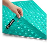 Gorilla Grip Patented Bath Tub Shower Mat, 35x16 Washable Bathtub Floor Mats, Suction Cups and Drain Holes to Keep Tubs Clean, Turquoise Opaque