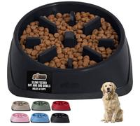 GORILLA GRIP® Patented BPA Free Slow Feeder Dog Bowls, 4 Cup Interactive Puzzle Toy for Dogs and Cats Food Training Enrichment, Keeps Pets Busy and Prevents Puppy Overeating, Large Breeds, Black