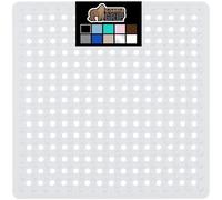 Gorilla Grip Patented Shower and Bathtub Mat, 21x21, Small Square Shower Stall Floor Mats with Suction Cups and Drainage Holes, Machine Washable and Soft on Feet, Bathroom Accessories, White