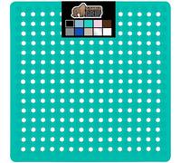Gorilla Grip Patented Shower Stall Mat, 21x21, Machine Washable, Square Bathroom Bath Tub Mats for Stand up Showers and Small Bathtubs, Drain Holes Keep Floor Clean, Suction Cups, Turquoise Opaque