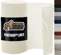GORILLA GRIP powerGRIP Drawer Shelf and Cabinet Liner, Thick Strong Hold, Non-Adhesive Liners Protect Kitchen Cabinets and Cupboard, Bathroom Drawers, Easy Install, Breathable Mat, 17.5" x10', White