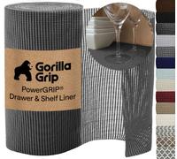 GORILLA GRIP powerGRIP Drawer Shelf and Cabinet Liner, Thick Strong Hold, Non-Adhesive Liners Protect Kitchen Cabinets and Cupboard, Bathroom Drawers, Easy Install, Breathable Mat, 20" x30', Charcoal