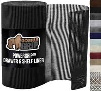 GORILLA GRIP powerGRIP Drawer Shelf and Cabinet Liner, Thick Strong Hold, Non-Adhesive Liners Protect Kitchen Cabinets and Cupboard, Bathroom Drawers, Easy Install, Breathable Mat, 12" x30', Black