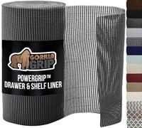 GORILLA GRIP powerGRIP Drawer Shelf and Cabinet Liner, Thick Strong Hold, Non-Adhesive Liners Protect Kitchen Cabinets and Cupboard, Bathroom Drawers, Easy Install, Breathable Mat, 12" x20', Charcoal