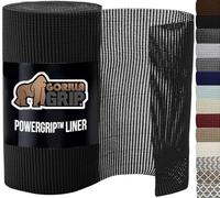 GORILLA GRIP powerGRIP Drawer Shelf and Cabinet Liner, Thick Strong Hold, Non-Adhesive Liners Protect Kitchen Cabinets and Cupboard, Bathroom Drawers, Easy Install, Breathable Mat, 12" x30', Black