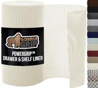 GORILLA GRIP powerGRIP Drawer Shelf and Cabinet Liner, Thick Strong Hold, Non-Adhesive Liners Protect Kitchen Cabinets and Cupboard, Bathroom Drawers, Easy Install, Breathable Mat, 17.5" x10', White