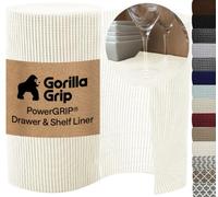 GORILLA GRIP powerGRIP Drawer Shelf and Cabinet Liner, Thick Strong Hold, Non-Adhesive Liners Protect Kitchen Cabinets and Cupboard, Bathroom Drawers, Easy Install, Breathable Mat, 20" x20', Cream
