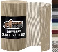 GORILLA GRIP powerGRIP Drawer Shelf and Cabinet Liner, Thick Strong Hold, Non-Adhesive Liners Protect Kitchen Cabinets and Cupboard, Bathroom Drawers, Easy Install, Breathable Mat, 12" x10', Beige
