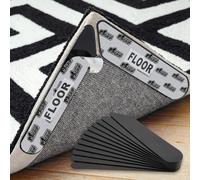 Gorilla Grip Premium Rug Corner and Side Grippers for Hard Floors, Patent Pending, 12 Piece, Anti Curl Reusable Gripper Corners Fit Seamlessly to Rugs Edge, Dual Sided Pads Help Stop Carpets Curling