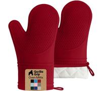 Gorilla Grip Premium Silicone Non Slip Oven Mitt Set, Soft Flexible Oven Gloves, Professional Heat Resistant Kitchen Cooking Mitts, Protect Hands from Hot Surfaces, Cookie Sheets, Red Pair, Set of 2