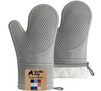 Gorilla Grip Premium Silicone Non Slip Oven Mitt Set, Soft Flexible Oven Gloves, Professional Heat Resistant Kitchen Cooking Mitts, Protect Hands from Hot Surfaces, Cookie Sheets, Gray Pair, Set of 2