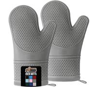 Gorilla Grip Premium Silicone Non Slip Oven Mitt Set, Soft Flexible Oven Gloves, Professional Heat Resistant Kitchen Cooking Mitts, Protect Hands from Hot Surfaces, Cookie Sheets, Gray Pair, Set of 2