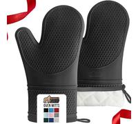Gorilla Grip Premium Silicone Slip Resistant Oven Mitt Set, Soft Flexible Oven Gloves, Heat Resistant Kitchen Cooking Mitts, Protect Hands from Hot Surfaces, Cookie Sheets, Black Pair, Set of 2