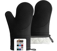 Gorilla Grip Premium Silicone Slip Resistant Oven Mitt Set, Soft Flexible Oven Gloves, Heat Resistant Kitchen Cooking Mitts, Protect Hands from Hot Surfaces, Cookie Sheets, Black Pair, Set of 2
