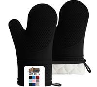 Gorilla Grip Premium Silicone Slip Resistant Oven Mitt Set, Soft Flexible Oven Gloves, Heat Resistant Kitchen Cooking Mitts, Protect Hands from Hot Surfaces, Cookie Sheets, Black Pair, Set of 2