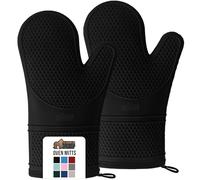 Gorilla Grip Premium Silicone Slip Resistant Oven Mitt Set, Soft Flexible Oven Gloves, Heat Resistant Kitchen Cooking Mitts, Protect Hands from Hot Surfaces, Cookie Sheets, Black Pair, Set of 2
