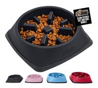 Gorilla Grip Slow Feeder Dog and Cat Bowls, Interactive Puzzle Toy for Dogs and Cats Food Training, Keeps Pets Busy and Prevents Puppy Overeating, Large, Small Breeds, 100% BPA Free, 4 Cup Black