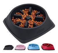 Gorilla Grip Slow Feeder Dog and Cat Bowls, Interactive Puzzle Toy for Dogs and Cats Food Training, Keeps Pets Busy and Prevents Puppy Overeating, Large, Small Breeds, 100% BPA Free, 4 Cup Black