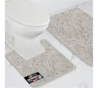 Gorilla Grip Soft Chenille Area Rug Set, 2 Piece Sets, Toilet Base Mat & 30x20 Mat, Absorbent Washable Mats, Microfiber Dries Quickly, Bath Rugs for Tub, Bathroom, Lt Gray