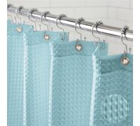 GORILLA GRIP Spa Blue Woven Textured Shower Curtain, Waffle Style for Bathroom, Thick Weighted Material, Machine Washable, Heavy Duty Design, Wrinkle and Rust Resistant, Hotel Quality, 72x72