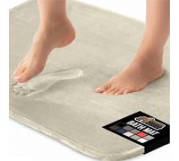 Gorilla Grip Thick Memory Foam Bath Rug, Soft Absorbent Luxury Mats, 30x20, Plush Velvet Topside, Machine Wash, Quick Dry Rugs, Comfortable Cushioned Bathroom Mat for Bathtub and Shower, Champagne