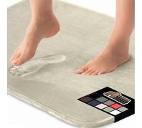 Gorilla Grip Thick Memory Foam Bath Rug, Soft Absorbent Luxury Mats, 30x20, Plush Velvet Topside, Machine Wash, Quick Dry Rugs, Comfortable Cushioned Bathroom Mat for Bathtub and Shower, Champagne
