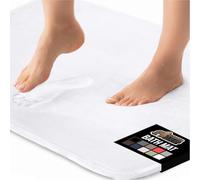 GORILLA GRIP Thick Memory Foam Bath Rugs, Soft Absorbent Velvet Bathroom Mats, Durable Dots on Underside, Machine Washable Bathmat, Carpet Rug Room Decor for Shower Floor, 24x17 Mat, White