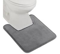 GORILLA GRIP Thick Memory Foam Toilet Rug for Bathroom, Square Shaped Washable, Soft Absorbent Velvet Topside Floor Mats, Machine Wash, Cushioned Luxury Rugs for Bath Room, 22.5x19.5, Graphite Gray