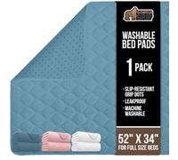 Gorilla Grip Washable and Reusable Waterproof Underpads, Absorbent Leak Proof Bed Incontinence Pads, 52x34, Slip Resistant Bedwetting Pad Protector, Absorbs 8 Cups for Bedwetting, Elderly, Kids, Blue