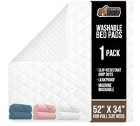 GORILLA GRIP Washable Underpads, Waterproof Reusable Heavy Absorbency Incontinence Bed Pads, Leak Proof Toddler Mattress Pad, 52x34 Slip Resistant Protector for Bedwetting, Adults and Kids, White