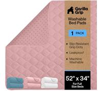 GORILLA GRIP Washable Waterproof Reusable Bed Pads High Absorption Incontinence Bed Pads Anti Leak Proof for Toddlers 52x34 Inch Anti Slip Protector for Bedwetting Adults