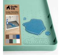 Gorilla Grip Waterproof Silicone Under Sink Mat with Raised Lip for Kitchen and Bathroom, 46 x 22 in, Cabinet Shelf Liner Stay in Place Mats Dishwasher Safe Drawer Liner, Organizer Tray, Mint