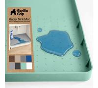 Gorilla Grip Waterproof Silicone Under Sink Mat with Raised Lip for Kitchen and Bathroom, 46 x 22 in, Cabinet Shelf Liner Stay in Place Mats Dishwasher Safe Drawer Liner, Organizer Tray, Mint