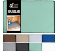 Gorilla Grip Waterproof Silicone Under Sink Mat with Raised Lip for Kitchen and Bathroom, 46 x 22 in, Cabinet Shelf Liner Stay in Place Mats Dishwasher Safe Drawer Liner, Organizer Tray, Mint