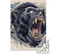 Gorilla Head Breaking Glass Art Print Jigsaw Puzzles Puzzle for Adults Kids. 1000 Pieces Whimsical Challenge Toy Educational Games Home Decoration for Educational Games Gifts 70x50cm/1000pcs
