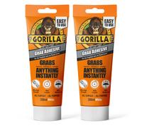 Gorilla Heavy Duty White Grab Adhesive, 200ml Tube (2 Pack) ? All-Purpose, Ultra-High Strength & Holds Instantly | 100% Waterproof & Temperature