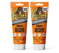 Gorilla Heavy Duty White Grab Adhesive, 200ml Tube (2 Pack) - All-Purpose, Ultra-High Strength & Holds Instantly | 100% Waterproof & Temperature Resistant