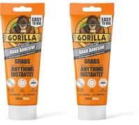 Gorilla Heavy Duty White Grab Adhesive 200ml Tube - All-Purpose, Ultra-High Strength, Holds Instantly, 100% Waterproof & temperature resistant (Pack of 2)