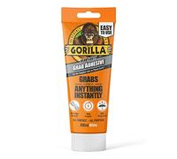 Gorilla Heavy Duty White Grab Adhesive 200ml Tube - All-Purpose, Ultra-High Strength, Holds Instantly, 100% Waterproof & temperature resistant