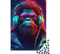 Gorilla Hop456 Wooden Jigsaw Puzzles 1000 Pieces Jigsaw Creative Rectangular Large Family Puzzle Game Artwork for Adults Teens 1000pcs (75x50cm)